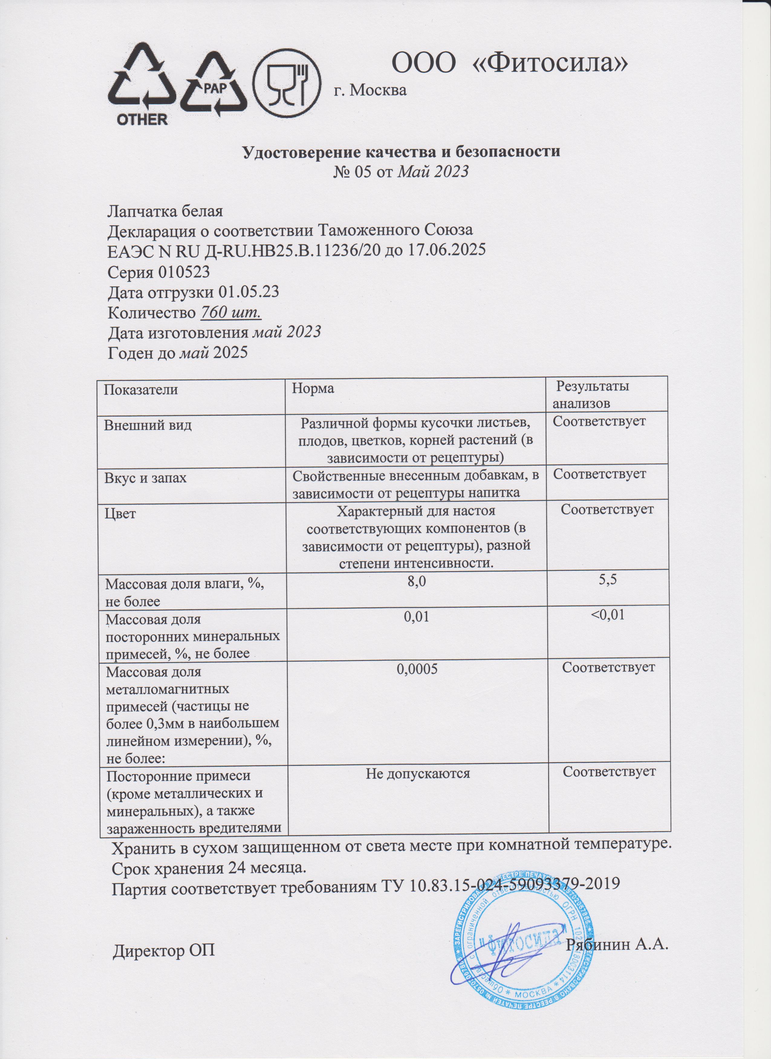 Паспорт №010523